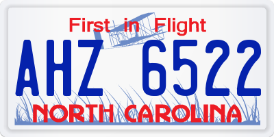 NC license plate AHZ6522