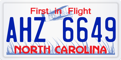 NC license plate AHZ6649
