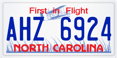 NC license plate AHZ6924