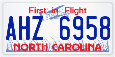 NC license plate AHZ6958