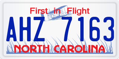 NC license plate AHZ7163