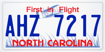 NC license plate AHZ7217