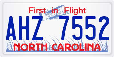 NC license plate AHZ7552