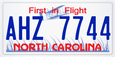 NC license plate AHZ7744