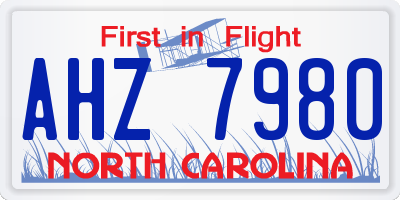 NC license plate AHZ7980