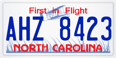 NC license plate AHZ8423