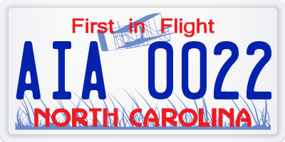 NC license plate AIA0022