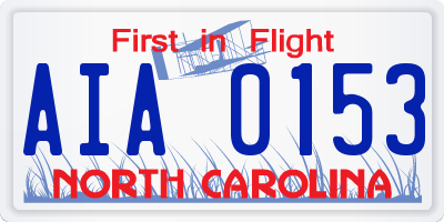 NC license plate AIA0153