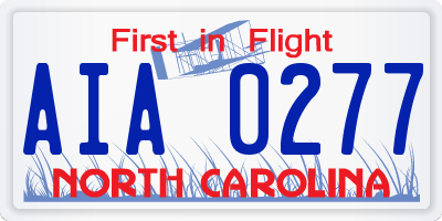 NC license plate AIA0277