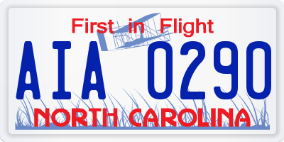 NC license plate AIA0290