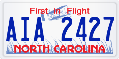 NC license plate AIA2427