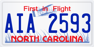 NC license plate AIA2593