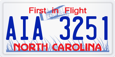 NC license plate AIA3251