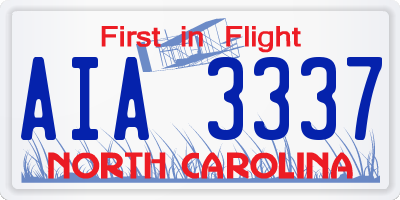 NC license plate AIA3337
