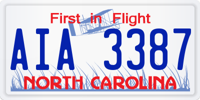 NC license plate AIA3387