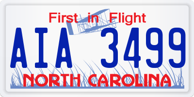 NC license plate AIA3499