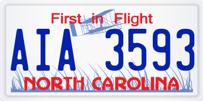 NC license plate AIA3593