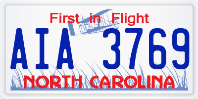 NC license plate AIA3769