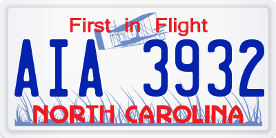 NC license plate AIA3932