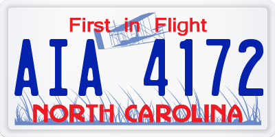 NC license plate AIA4172