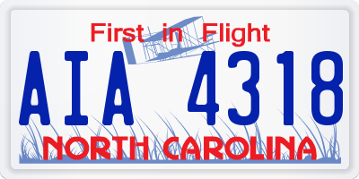NC license plate AIA4318