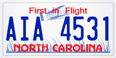 NC license plate AIA4531
