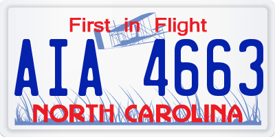 NC license plate AIA4663