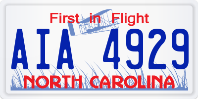 NC license plate AIA4929
