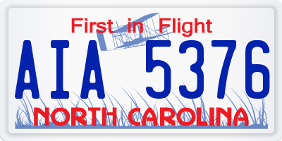 NC license plate AIA5376