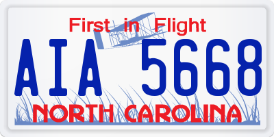 NC license plate AIA5668