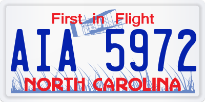 NC license plate AIA5972