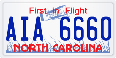 NC license plate AIA6660