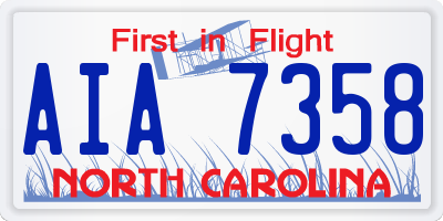 NC license plate AIA7358