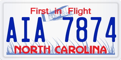NC license plate AIA7874