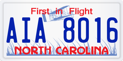 NC license plate AIA8016