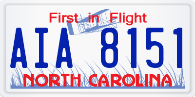 NC license plate AIA8151