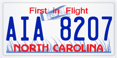 NC license plate AIA8207