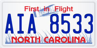 NC license plate AIA8533