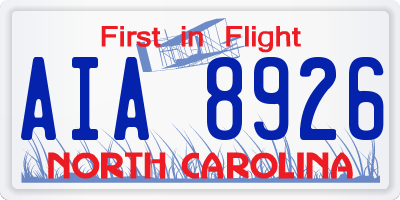 NC license plate AIA8926