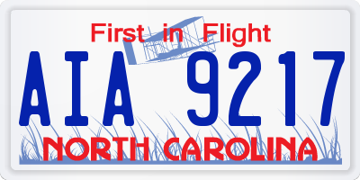 NC license plate AIA9217