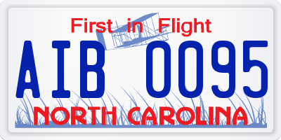 NC license plate AIB0095
