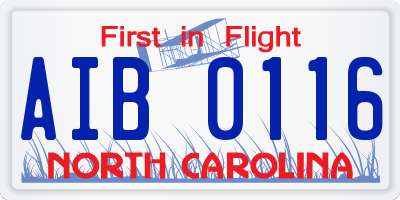 NC license plate AIB0116