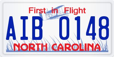 NC license plate AIB0148