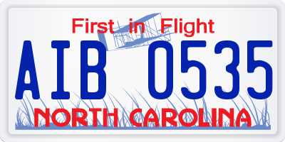 NC license plate AIB0535