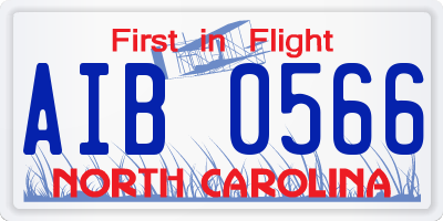 NC license plate AIB0566