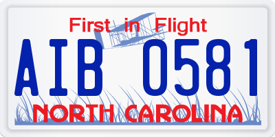 NC license plate AIB0581