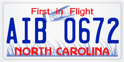 NC license plate AIB0672