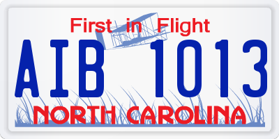 NC license plate AIB1013