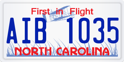 NC license plate AIB1035