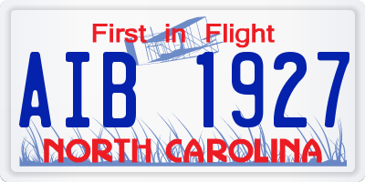 NC license plate AIB1927